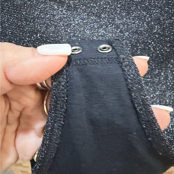 Abercrombie & Fitch Silver Shimmer Off the Shoulder Thong Bodysuit NWOT L - Picture 5 of 5